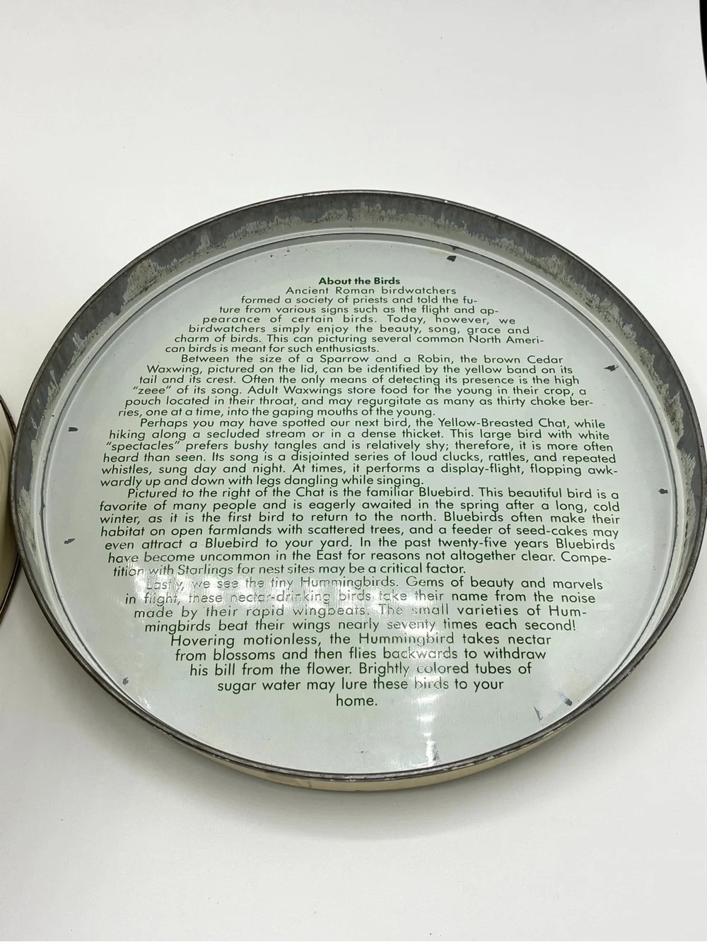 Vintage Tom Sturgis Bird Tin Round Metal Storage Box Cottagecore